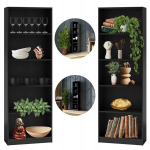 Topeshop Juodas siauras 40 cm lentynas knygoms, žaislams, segtuvams, 5 lentynos