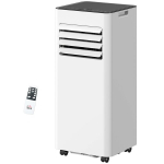 HOMCOM Kilnojamas Oro Kondicionierius 3-in-1 Oro Au&scaron;intuvas su Au&scaron;inimo, Drėgmės &Scaron;alinimo, Ventiliatoriaus Funkcijomis, Oro I&scaron;metimo Žarna, 7000BTU Oro Au&scaron;intuvas su 2 Greičiais, Laikmačiu, Nuotolinio Valdymo Pultu, Vaikų Užraktu, Baltas, Balta