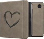 Kwmobile dėklas, suderinamas su kobo kobo libra colour/tolino vision colour dėklu - dirbtinės odos vir&scaron;elis - heart brush grey