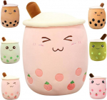 Boba mink&scaron;tas žaislas pliu&scaron;inė pagalvėlė mink&scaron;ta tikrovi&scaron;ka burbulinė perlinė pieno arbata miela pagalvėlė animacinis pliu&scaron;inis atlo&scaron;o pagalvėlė dovana žaislas (rožinė-mažos akys, 50 cm / 19,68 colio)