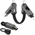 Statik HexCharge - uniwersalny kabel 4w1 z trzema wymiennymi wtyczkami magnetycznymi 15cm, w nylonowym oplocie (USB-C, lightning, USB-A) (black)