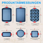 Nutrichef kepimo skardų rinkinys, 6 dalių, kepimo skarda, keksiukų kepimo skarda, pyrago kepimo forma, kvadratinė kepimo forma ir apvali kepimo forma, antihat, sukraunama ir taupanti vietą, be pfoa, pfos ir ptfe