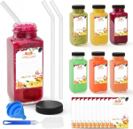 6 vnt. 250 ml kokteilių buteliukų rinkinys, stikliniai buteliai užpildymui, buteliukai kokteiliams, gėrimų buteliukai, maži stikliniai buteliukai, mini stiklinės su stikliniais &scaron;iaudeliais sultims, kokteiliams, pienui, mokyklai, laukui