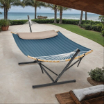 Hamacas su stovu, Hamakas su stovu, 400 x 100 x 90 cm, Juoda ir Mėlyna, Hammock koos Alusega, H&auml;ngematte mit Gestell, 400 x 100 x 90 cm, Must ja Sinine