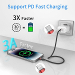 Trumpas usb c į lightning kabelis, [mfi sertifikuotas] 3 vnt. pynimo usbc lightning įkrovimo kabelis 20 cm, 0,2 m type c iphone kabelis trumpas greitas įkrovimas, skirtas iphone 14 13 12 11 pro max plus mini xr xs se