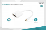 Digitus 0.15m mini dp į dvi-d female displayport adapterio kabelis - baltas