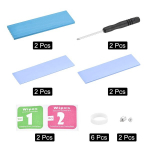 Sourcing map 2 vnt. M.2 2280 nvme ssd heatsink au&scaron;intuvas aliuminio lydinio radiatorius su montavimo varžtais atsuktuvų rinkiniu 1 mm 1,5 mm termo padėklas ne&scaron;iojamam kompiuteriui &scaron;viesiai mėlynas