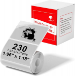 Phomemo permatomi terminiai lipdukai, permatomi lipdukai qr kodams, vardų ženkliukams, suderinami su M220 M250 M221 M120 M150 M108 M110 M421 etikečių spausdintuvu, 1 ritinys, 50 x 30 mm, 230 etikečių/ritinyje