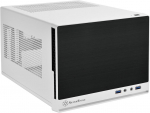 Silverstone Sst-sg13wb-q - sugo mini-itx kompakti&scaron;kas kompiuterio kubo korpusas, plastikinis priekinis skydelis su dirbtine aliuminio apdaila, juodas baltas