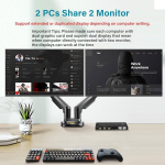 Arkidyn Plus dviejų monitorių Kvm jungiklis 4k @ 60hz 2 prievadų i&scaron;plėstinis ekranas, dviejų monitorių Kvm jungiklis 2 įėjimai 2 i&scaron;ėjimai su garso mikrofono i&scaron;vestimi ir 3 Usb 2.0 jungtimis, 2 Hdmi monitorių 2 kompiuterių dviejų monitorių jungiklis