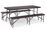 Maitinimo stalas 180cm + 2 suolai Rattan banketinis komplektas ModernHome