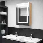 Veidrodinė vonios spintelė su LED, ąžuolo, 50x13x70cm CFE7828209