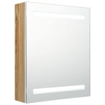 Veidrodinė vonios spintelė su LED, balta ir ąžuolo, 50x14x60cm CFE3966740