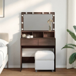 Kosmetinis staliukas，Makiažo stalas su LED, rudas ąžuolo, 80x41x134,5cm CFE4925215