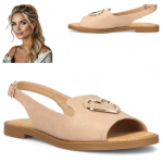 Patogūs moteri&scaron;ki plok&scaron;ti eleganti&scaron;ki smėlio spalvos sandalai Filippo 36 37 38 38 39 40 41