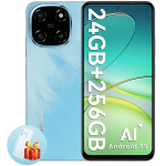 Blackview COLOR 6 4G 8/256GB SD 2TB, 6.67" 90Hz 50MP+13MP, 5000mAh Android 15 Dual SIM Face ID - Mėlyna