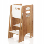 Montessori virtuvės bok&scaron;telis vaikams, 80 cm, rudas / baltas