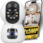 Sukiojama vidaus IP vaizdo kamera Heelly PRO GUARD IN 2 su dviem objektyvais, 2&times;5 MP rai&scaron;ka, judesio sekimu ir Wi-Fi ry&scaron;iu
