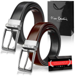 Vyri&scaron;kas odinis diržas Pierre Cardin, juodas/rudas, 3,5 cm