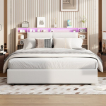 Lova,su daiktadėže galvūgalyje, balta, 160 * 200 cm