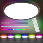 RGB LED apvalus lubinis &scaron;viestuvas, juodas apvadas