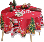 150 cm apvali kalėdinė staltiesė, Kalėdų Senelis