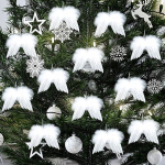 12 stuks witte veren kerstdecoraties