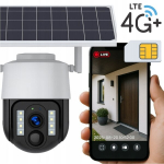 i&scaron;orinė 360&deg; kamera su sim kortele gsm lte 4g ir saulės skydeliu