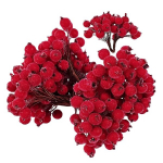 Dirbtinė raudona &scaron;ermuk&scaron;nio &scaron;akelė &ndash; kalėdinė, &scaron;erk&scaron;notu efektu, 100 vnt.