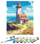 Tapyba pagal skaičius &ndash; paveikslas, dažai, teptukai, rinkinys &bdquo;Lighthouse&ldquo;, 40&times;50 cm