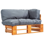 Sodo sofa su pagalvėlėmis, ruda/pilka