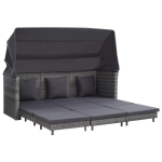 I&scaron;traukiama trivietė sofa-lova su stogeliu, pilka
