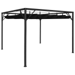 Sodo pavėsinė su įtraukiamu stogo skliautu, 3x3 m, juoda