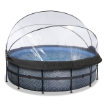 Karkasinis baseinas su smėlio filtru ir stogeliu Exit Stone &oslash;427x122 cm, pilkas
