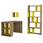 Ra&scaron;omasis stalas su lentyna Kalune Design 845 (II), rudas/geltonas