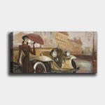 Reprodukcija Mergina, skėtis ir automobilis