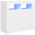 &Scaron;oninė spintelė su LED ap&scaron;vietimu, baltos spalvos, 80x35x75 cm