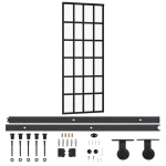 vidaXL Stumdomos durys su įrangos rinkiniu, 76x205cm, ESG ir aliuminis, Juoda