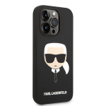 Karl Lagerfeld Liquid Silicone Case skirtas iPhone 14 Pro Max, juodas