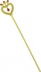 Auksinė lazdelė su rubinais, 37 cm