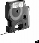 Laminuota juosta etikečių klijavimo aparatams Dymo D1 43613 LabelManager&trade; Balta 6 mm Juoda (5 vnt.)