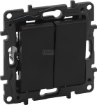 Legrand Niloe Step dvigubas jungiklis, juodas, 10a, 863505