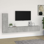 TV spintelių komplektas, 3 dalių, betono pilkas