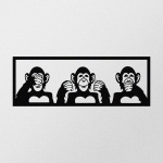 Metalinė sienų dekoracija Three monkeys-L, 36 cm