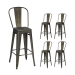 Costway rinkinys i&scaron; 4 restorano kėdžių su nuimamu atlo&scaron;u ir kojų pagalvėlėmis Metalinės kėdės Gunmetal