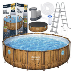 "Bestway" rėmo baseino medinis 488x122 langų siurblio kopėčių dangtis 56725