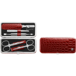 Zwilling Manicure Inox 5 dalių, raudonas odinis dėklas