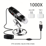 8 LED USB rankinis mikroskopas, 1000X