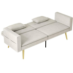 HOMCOM Sofa lova, sofa lova su reguliuojamu atlo&scaron;u, &scaron;oninė ki&scaron;enė, mink&scaron;ta 2 vietų sofa lova su miegamąja funkcija, pagalvėlės, skirta svetainei, miegamajam, smėlio spalvos, Smėlio spalvos