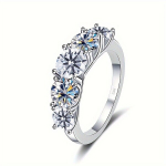 925 Sterlingo Sidabro Žiedas Su Moisanitu (3.6 ct), Daug Spalvų variant-100343, Balta -3,6CT